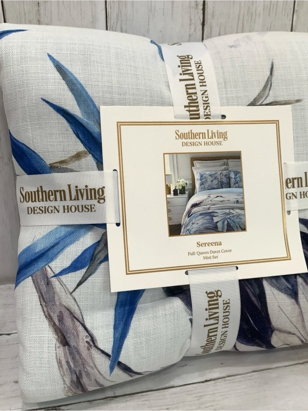 Southern Living Sereena Full Queen Duvet Cover Mini Set Two Shams 100% Cotton